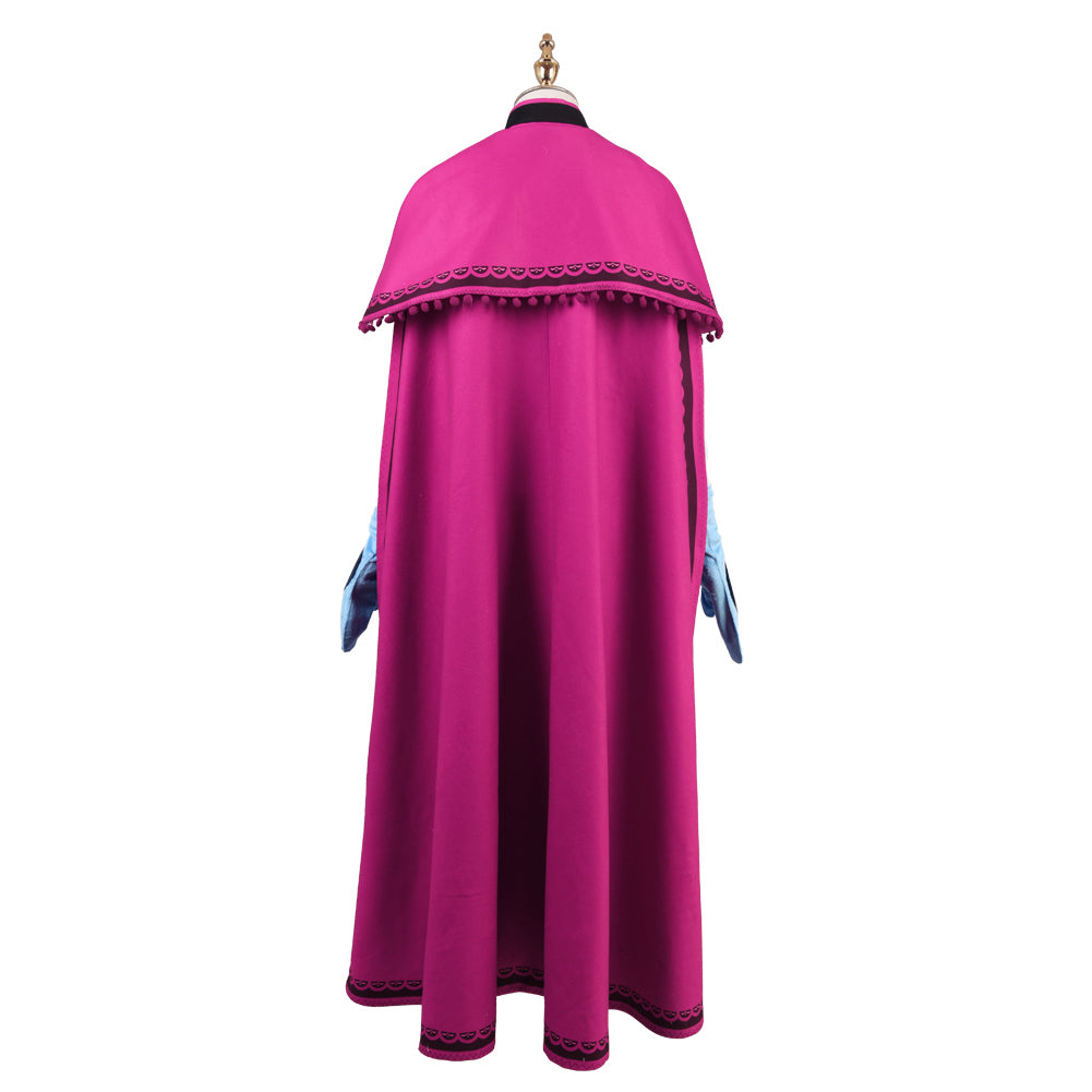 Frozen Anna Dress Cosplay Costume Princess Fancy Deluxe Dress Full Sets with Red Cape