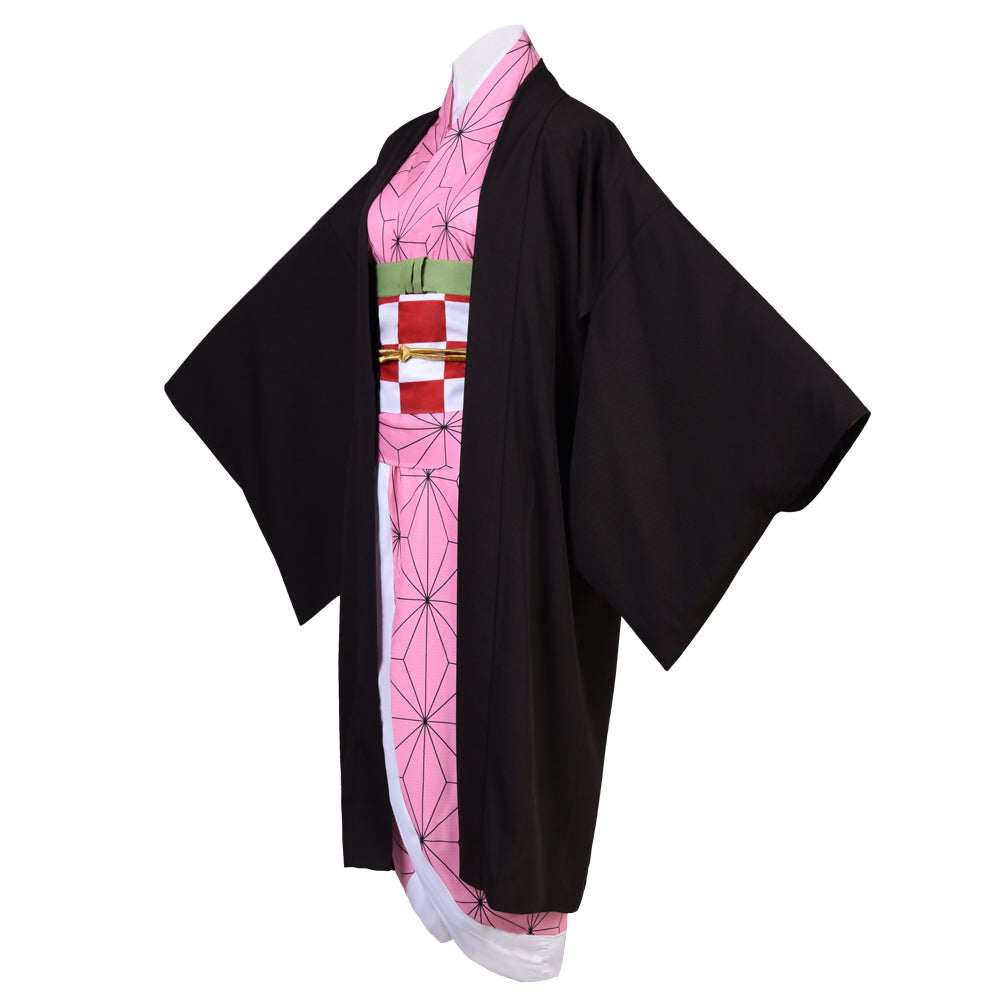 Demon Slayer Kamado Nezuko Dress Cosplay Costume Halloween Kimono Suit Uniform