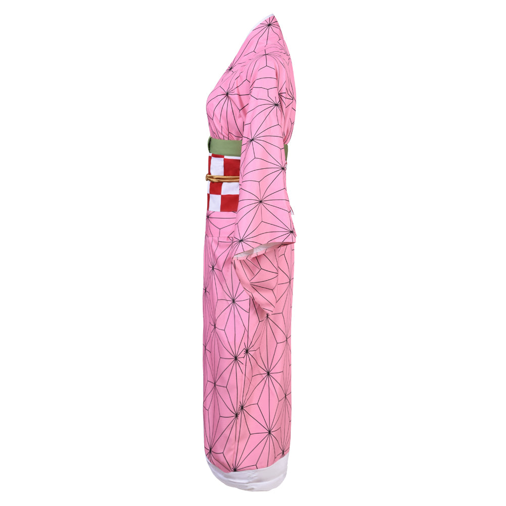 Demon Slayer Kamado Nezuko Dress Cosplay Costume Halloween Kimono Suit Uniform