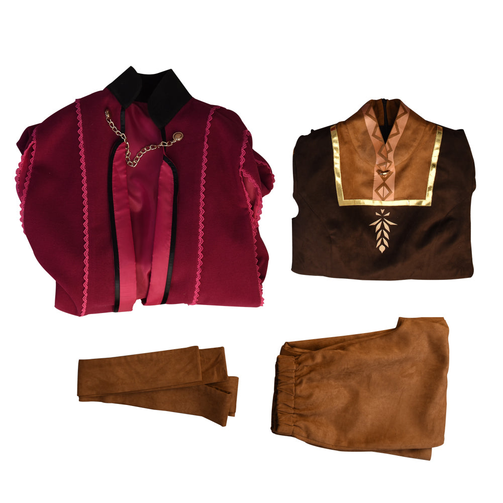 Frozen 2 Anna Deluxe Princess Dress Cosplay Costume Halloween Uniform Full Sets with Cape