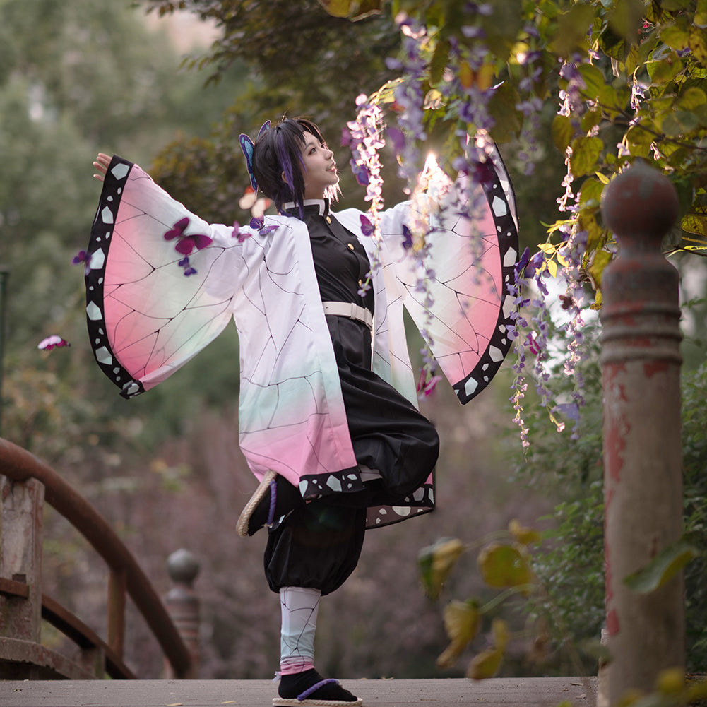 Demon Slayer Kochou Shinobu Cosplay Costume Kimono Cardigan Suit Robe Cloak