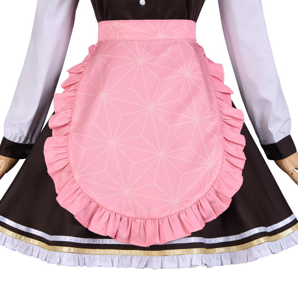 Demon Slayer Kamado Nezuko Cosplay Costume Maid Dress With Apron