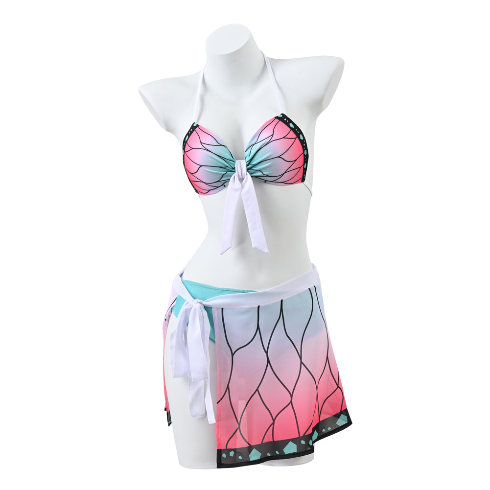 Demon Slayer Shinobu Kocho Cosplay Costume Bikini Beach Swimsuit Anime Summer Suit Set