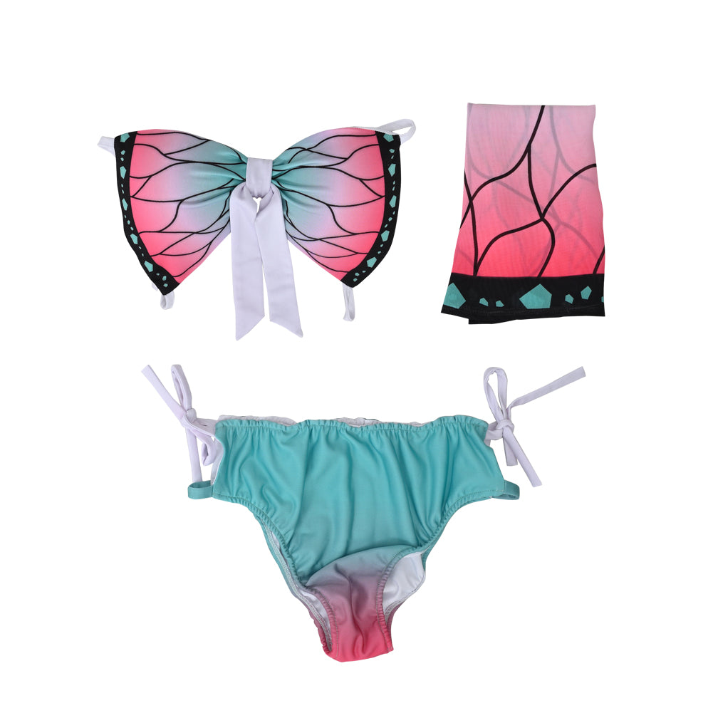 Demon Slayer Shinobu Kocho Cosplay Costume Bikini Beach Swimsuit Anime Summer Suit Set