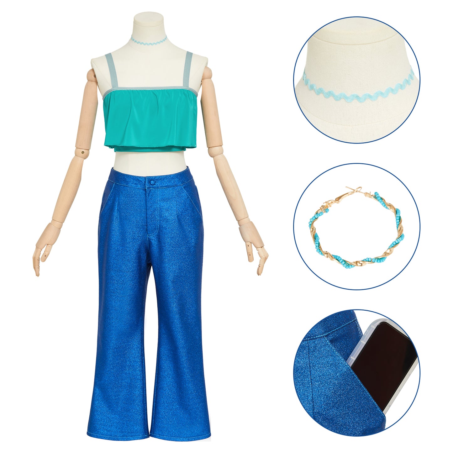 Ruby Gillman Teenage Kraken Cosplay Costume Mermaid Chelsea Dress with Necklace Halloween Outfits