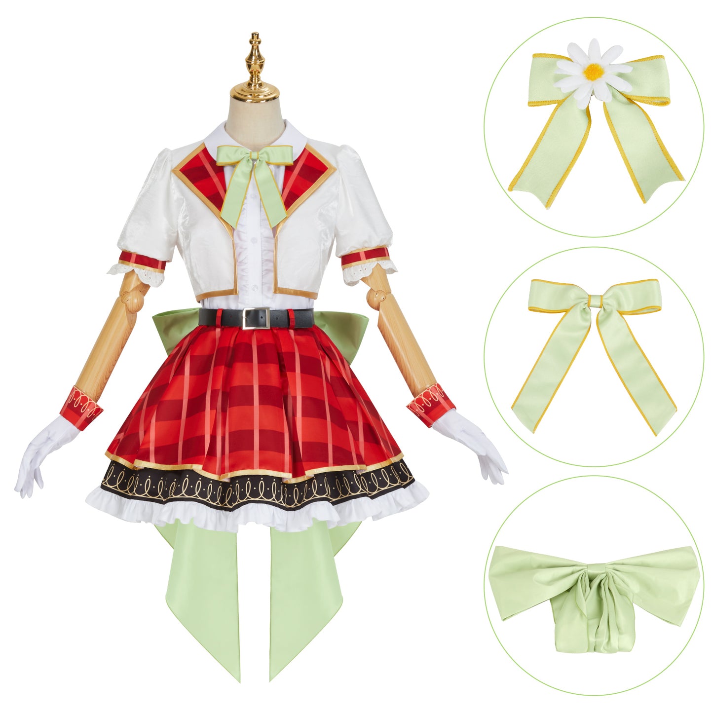LoveLive sif2 u's Hanayo Koizumi Cosplay Costume High School Uniform Dress Red
