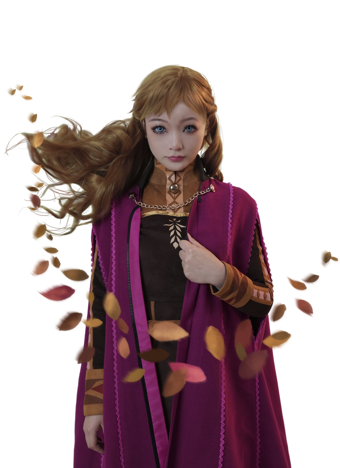 Frozen 2 Anna Deluxe Princess Dress Cosplay Costume Halloween Uniform Full Sets with Cape