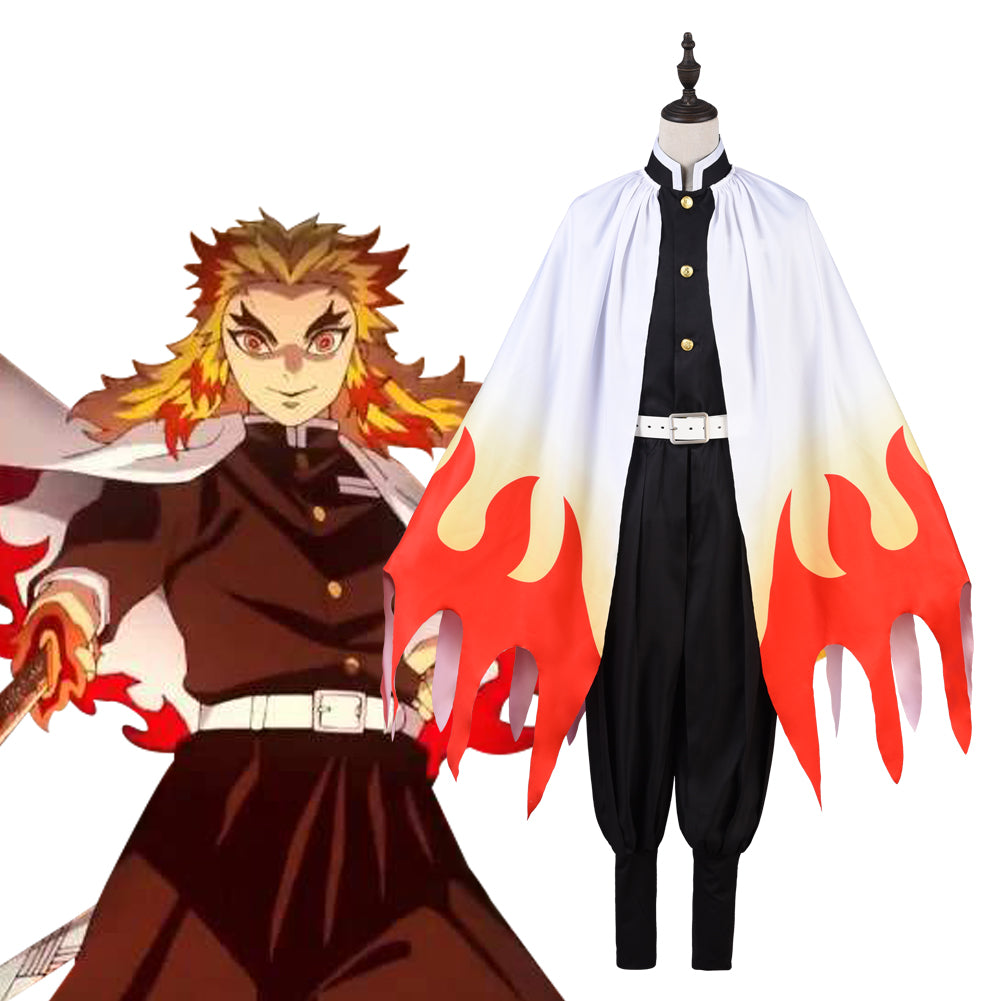 Demon Slayer Rengoku Kyoujurou Cosplay Costume Kimono Cardigan Suit Robe Cloak