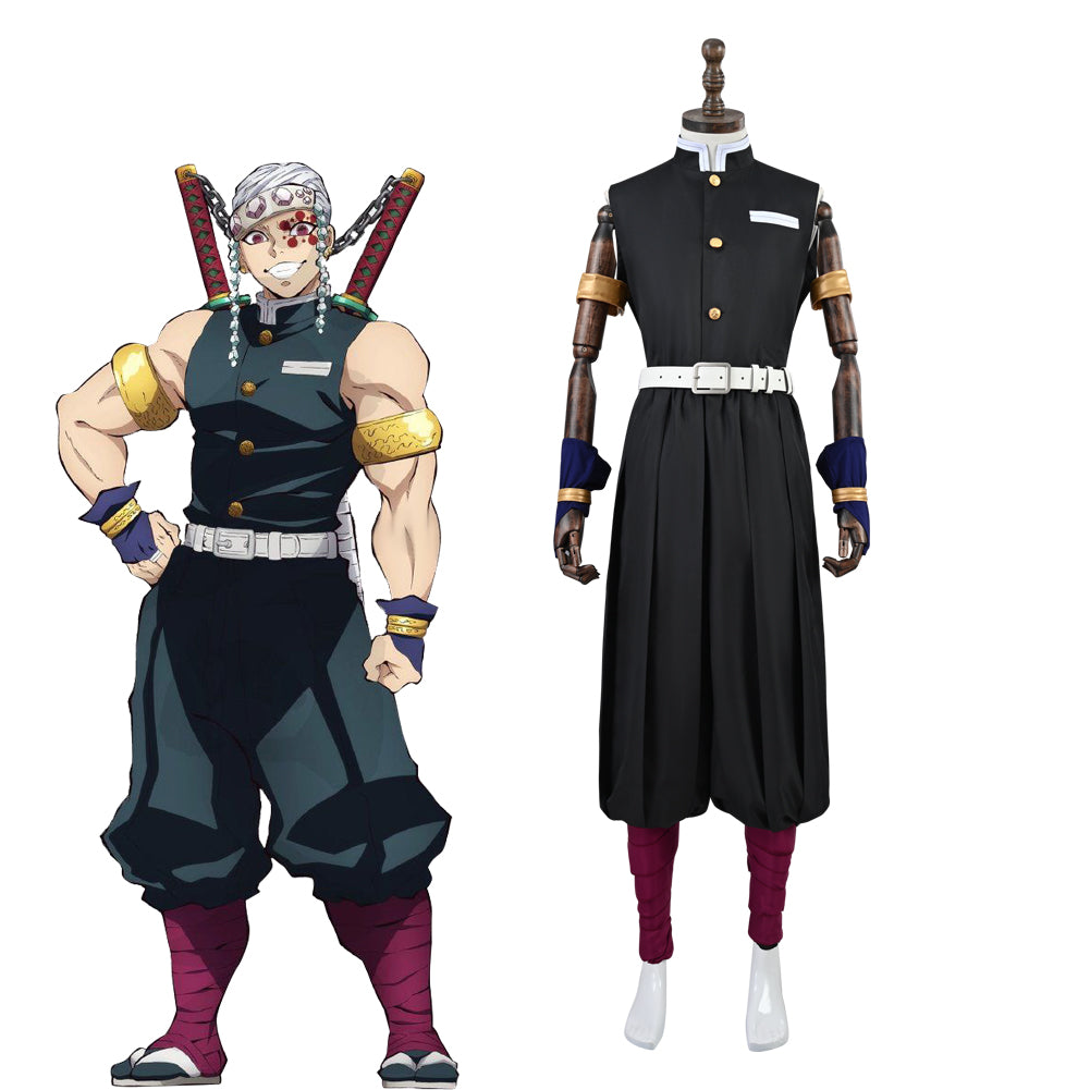 Demon Slayer Uzui Tengen Cosplay Costume Kimono Cardigan Suit Uniform with Headpiece