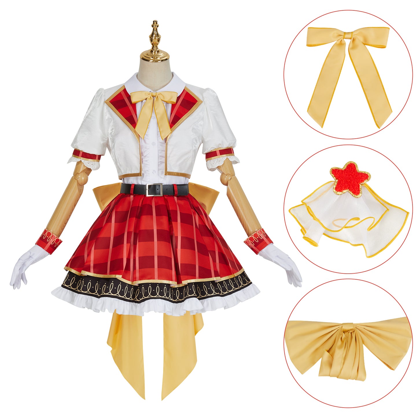 LoveLive sif2 u's Rin Hoshizora Cosplay Costume High School Uniform Dress Red
