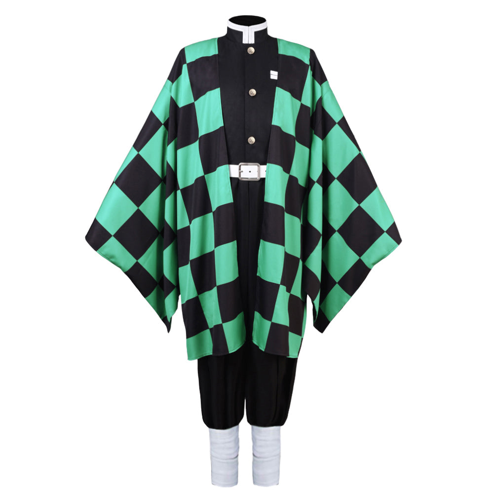 Demon Slayer Kamado Tanjirou Cosplay Costume Kimono Cardigan Suit Robe Cloak