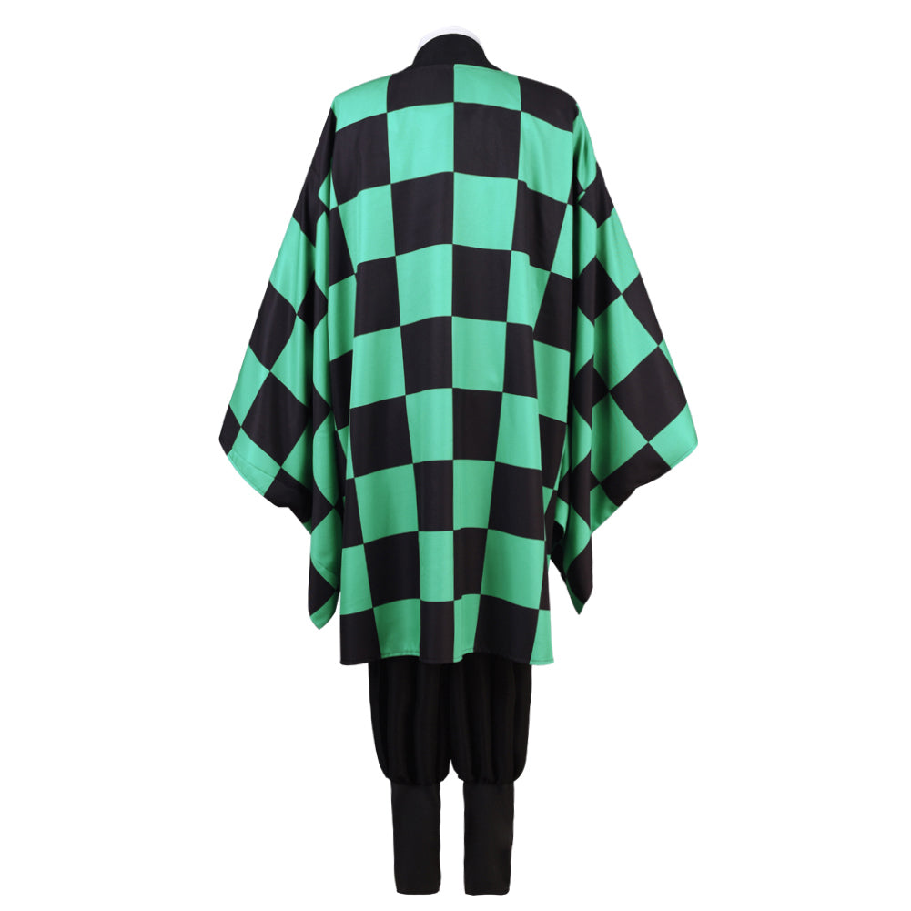 Demon Slayer Kamado Tanjirou Cosplay Costume Kimono Cardigan Suit Robe Cloak