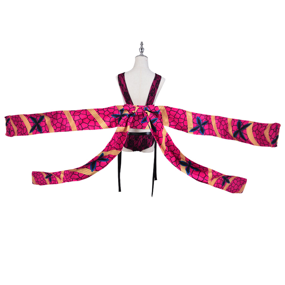 Demon Slayer Daki Cosplay Costume Sexy Tight Bikini Dress Full Sets with Hairpins