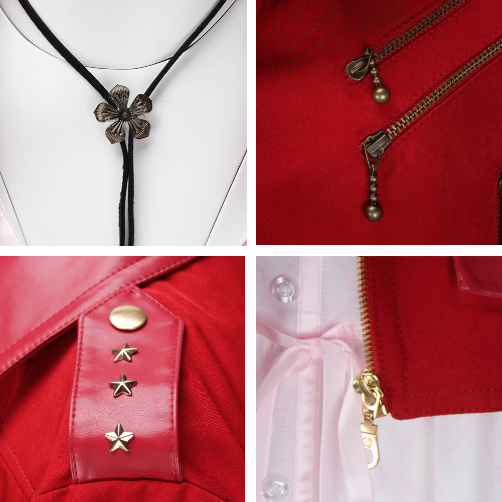 Final Fantasy VII Aerith Gainsborough Cosplay Costume Remark Red Jacket Dress Uniform Full Sets