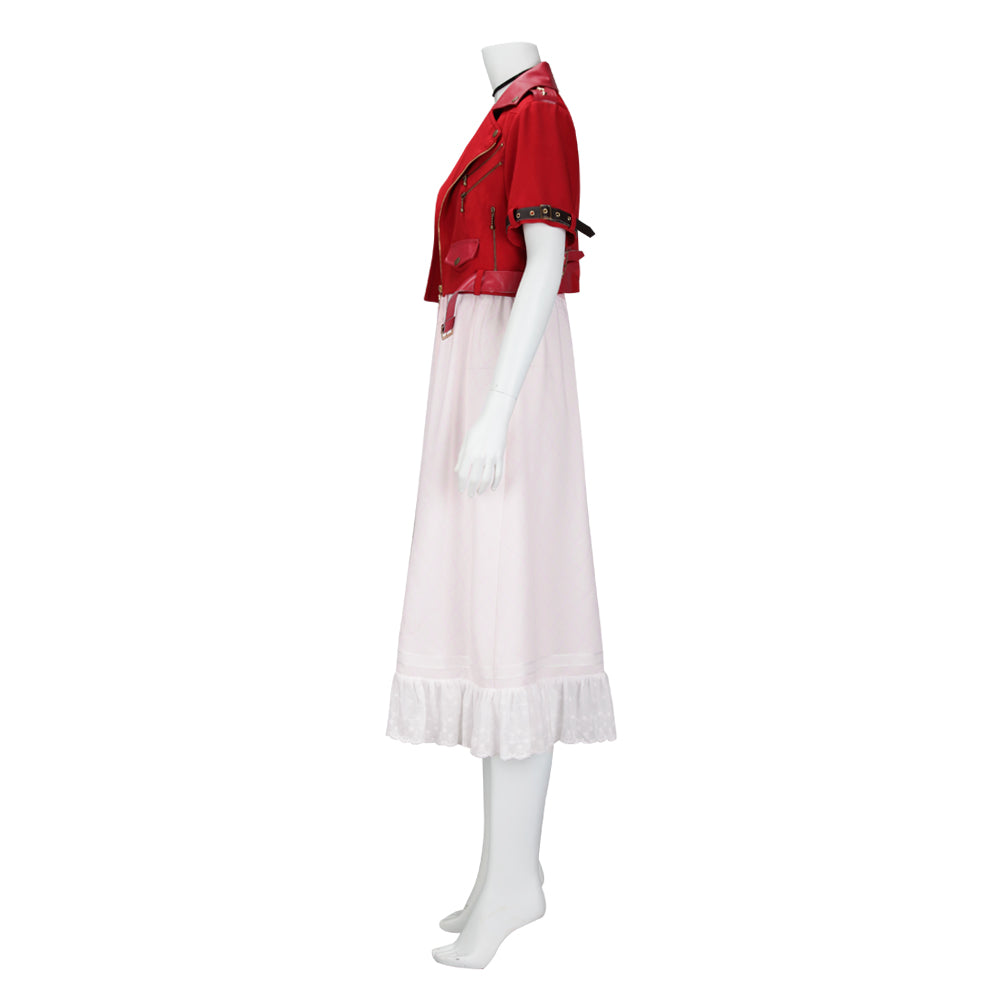 Final Fantasy VII Aerith Gainsborough Cosplay Costume Remark Red Jacket Dress Uniform Full Sets