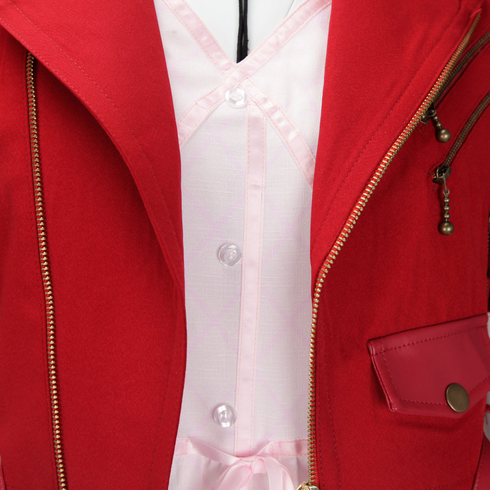 Final Fantasy VII Aerith Gainsborough Cosplay Costume Remark Red Jacket Dress Uniform Full Sets