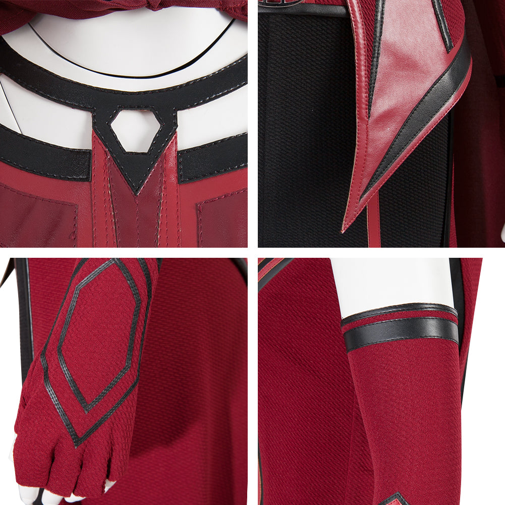 Wanda Maximoff Cosplay Costume Halloween Scarlet Witch Dress Red Cape Cloak with Headpiece