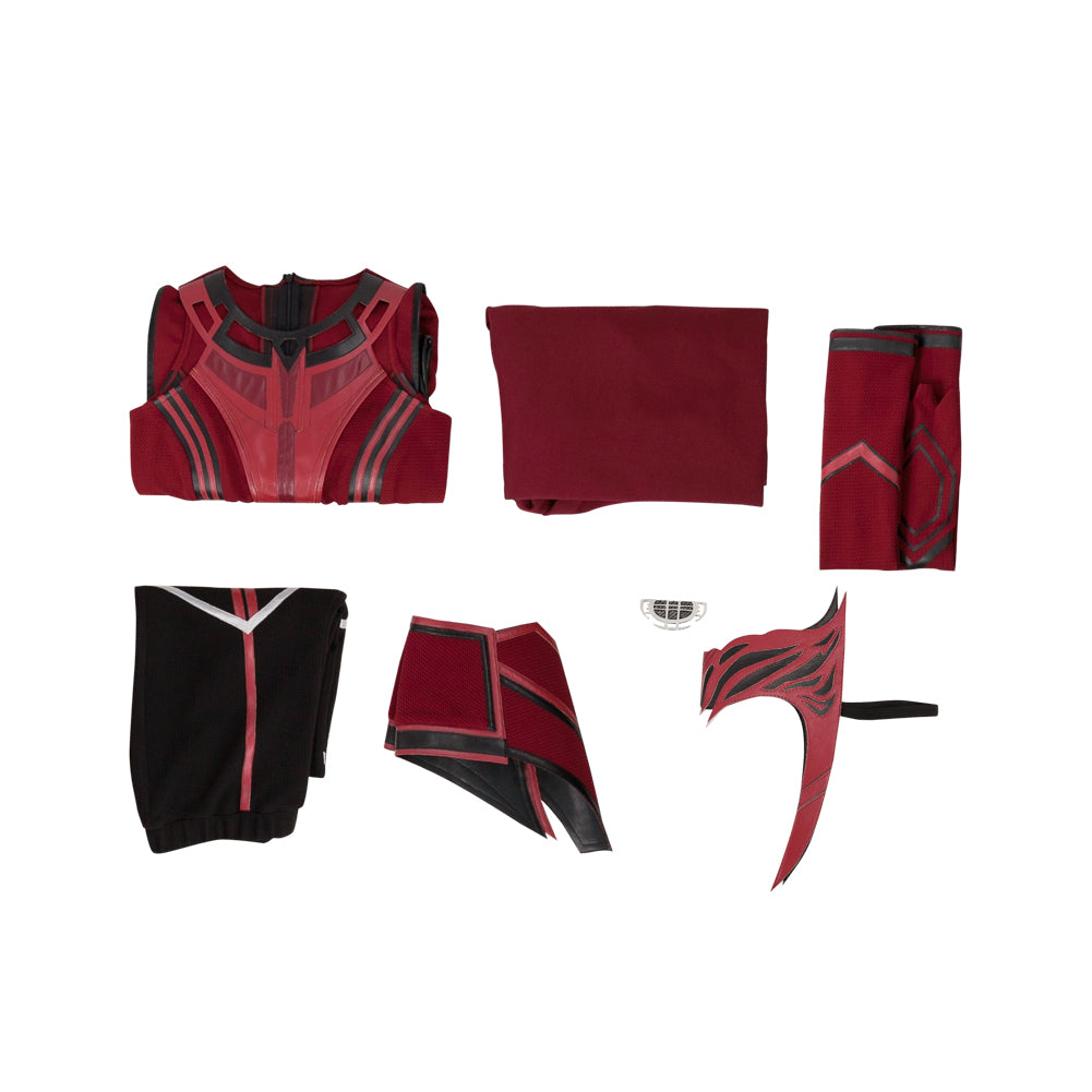 Wanda Maximoff Cosplay Costume Halloween Scarlet Witch Dress Red Cape Cloak with Headpiece