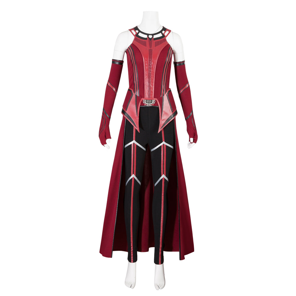 Wanda Maximoff Cosplay Costume Halloween Scarlet Witch Dress Red Cape Cloak with Headpiece