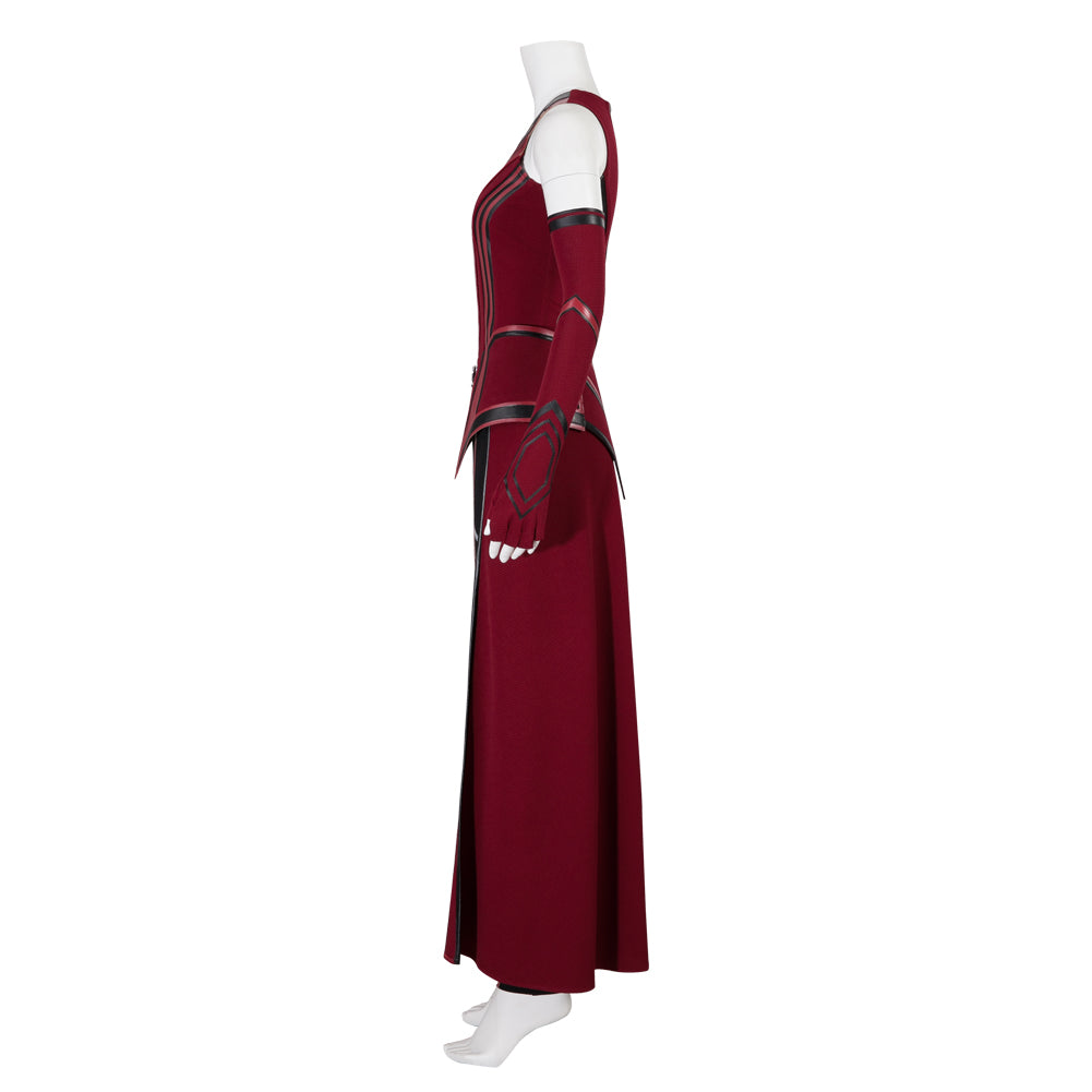 Wanda Maximoff Cosplay Costume Halloween Scarlet Witch Dress Red Cape Cloak with Headpiece