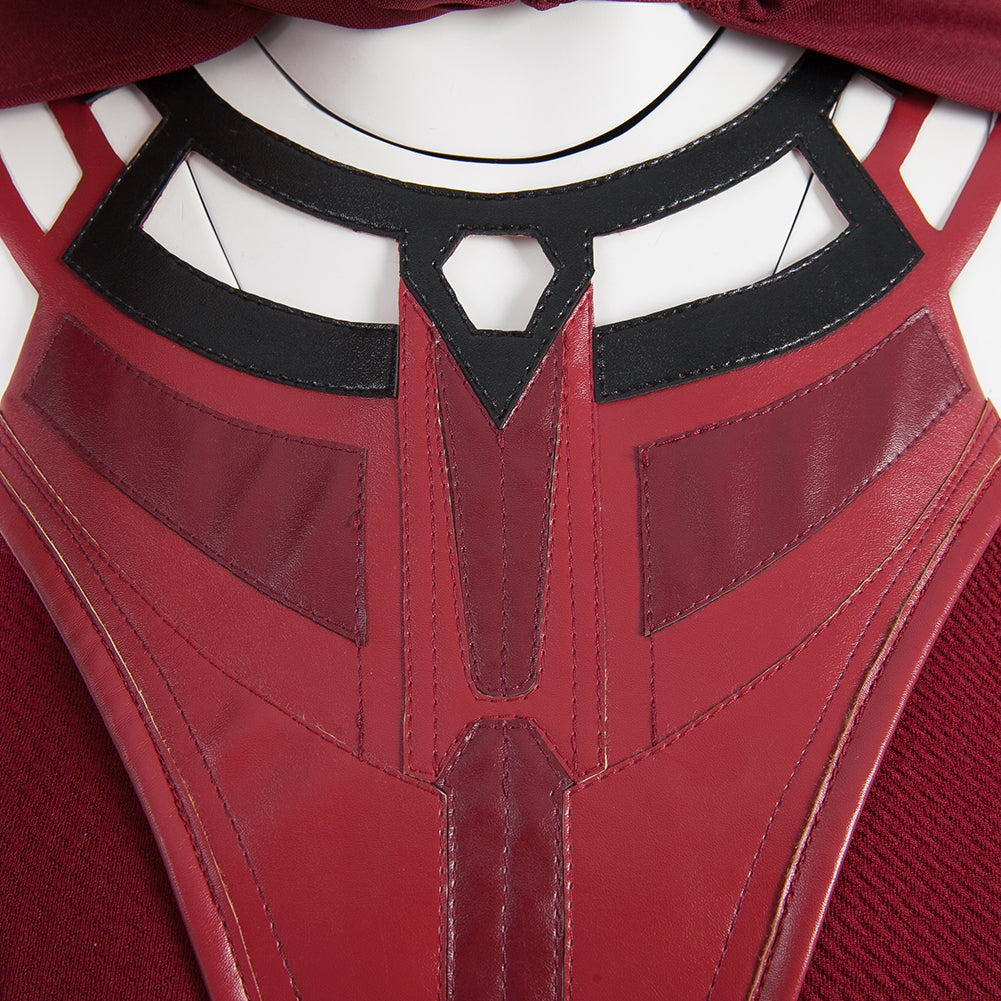 Wanda Maximoff Cosplay Costume Halloween Scarlet Witch Dress Red Cape Cloak with Headpiece