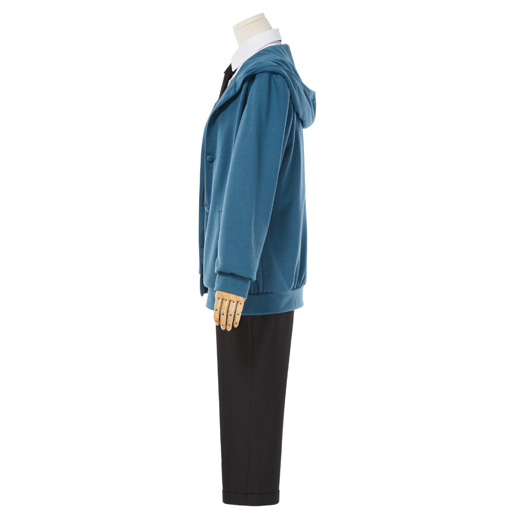 Chainsaw Man Power Cosplay Costume Blue Hoodie Coat Outfit Full Sets for Halloween