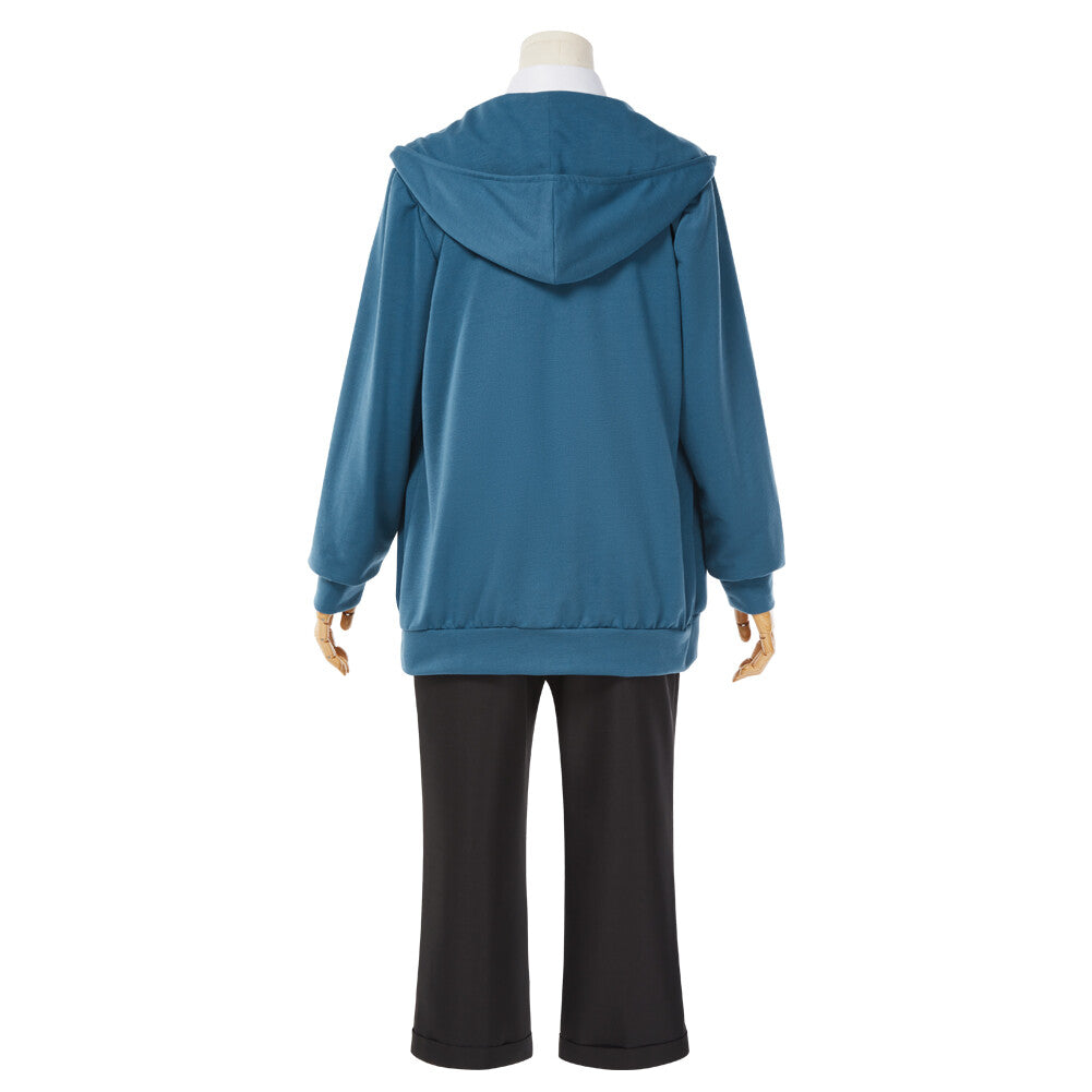 Chainsaw Man Power Cosplay Costume Blue Hoodie Coat Outfit Full Sets for Halloween