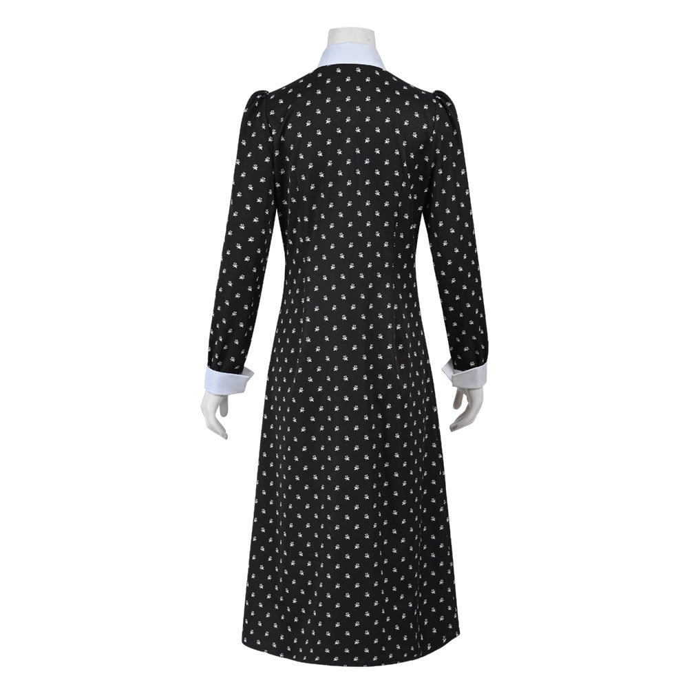 Wednesday Addams Cosplay Costume Tunic Dress Girls Long Sleeve Gown High Waist