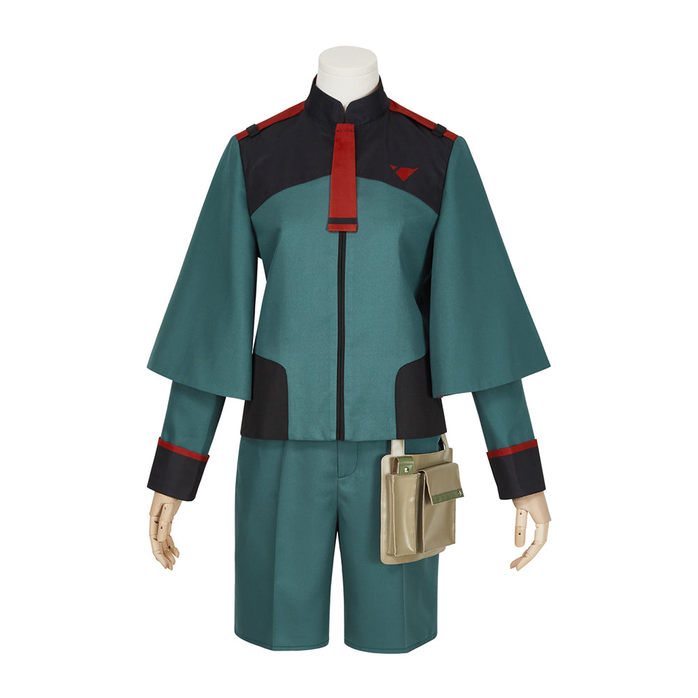 Mobile Suit Gundam: the Witch from Mercury Nika Nanaura Cosplay Costume Halloween Coat Shorts Green