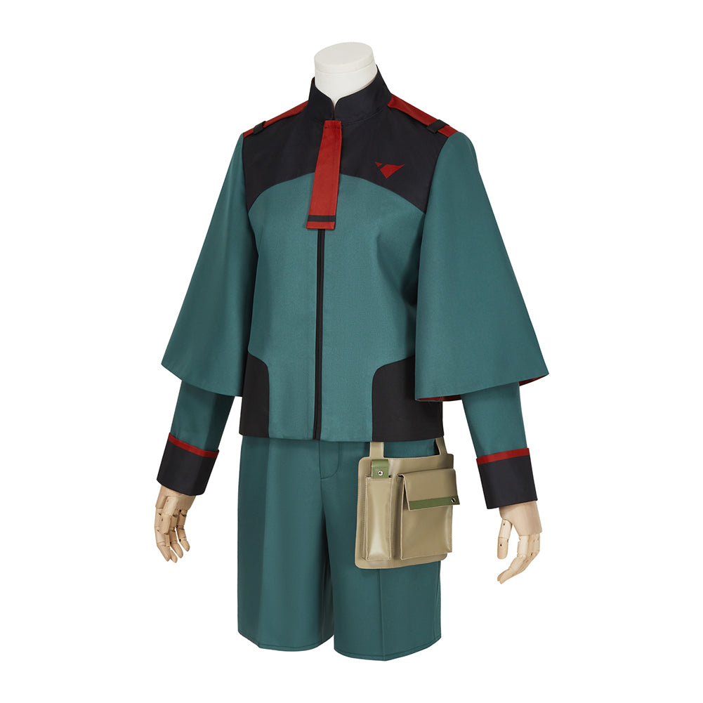 Mobile Suit Gundam: the Witch from Mercury Nika Nanaura Cosplay Costume Halloween Coat Shorts Green