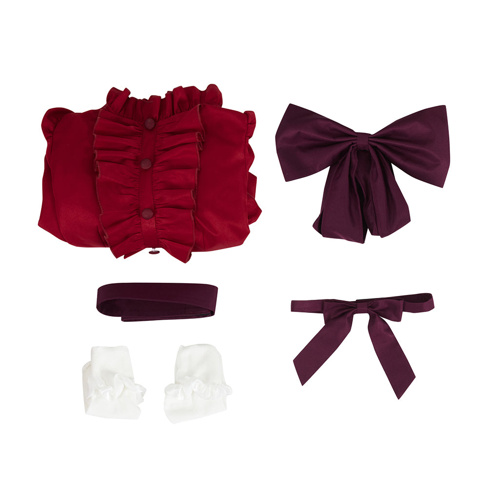 Lonely Castle in the Mirror Wolf Girl Cosplay Costume Red Dance Dress Gothic Steampunk Ruffle Skirt