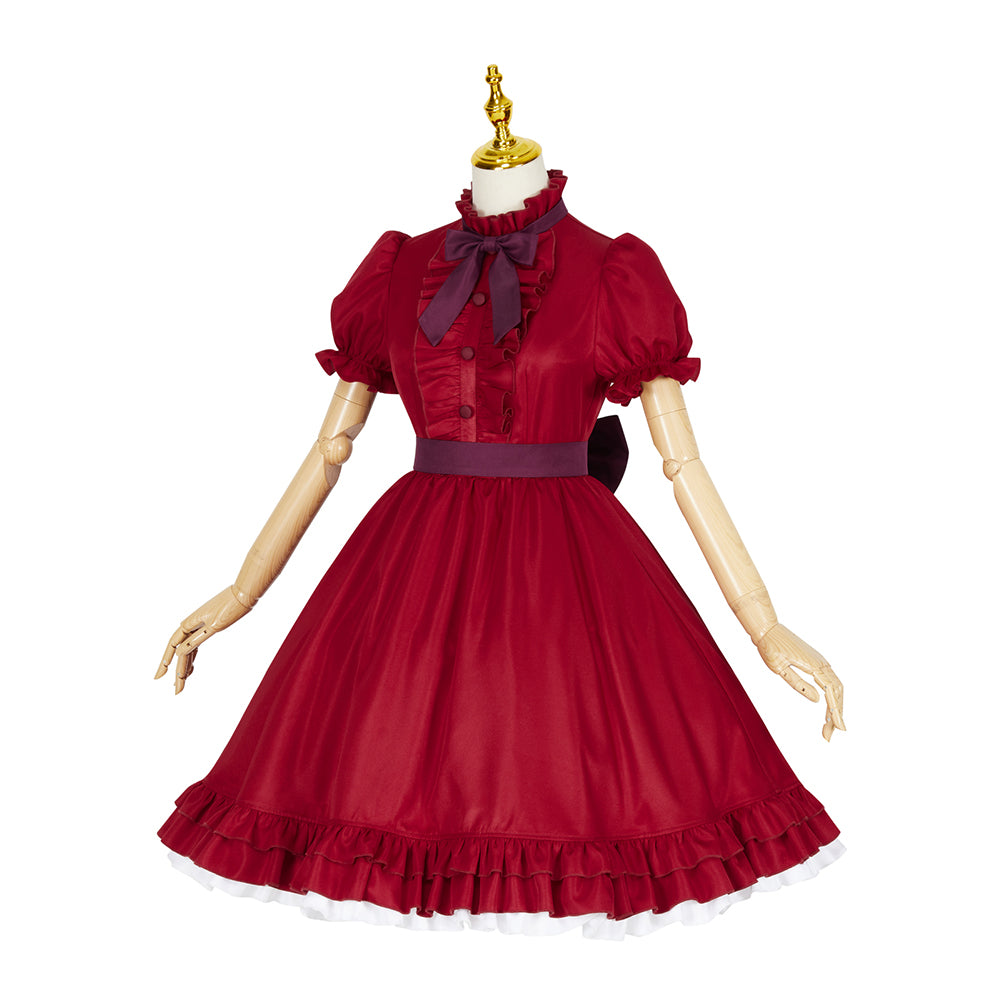 Lonely Castle in the Mirror Wolf Girl Cosplay Costume Red Dance Dress Gothic Steampunk Ruffle Skirt