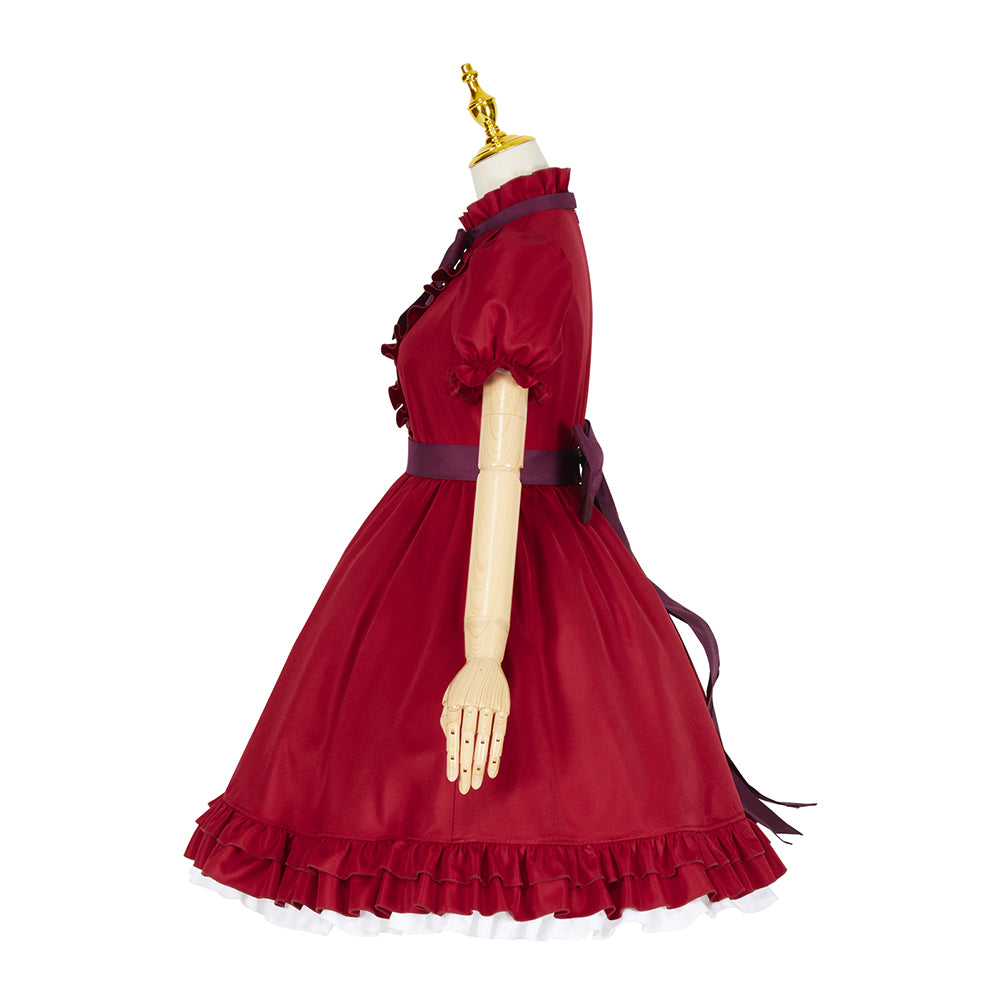 Lonely Castle in the Mirror Wolf Girl Cosplay Costume Red Dance Dress Gothic Steampunk Ruffle Skirt