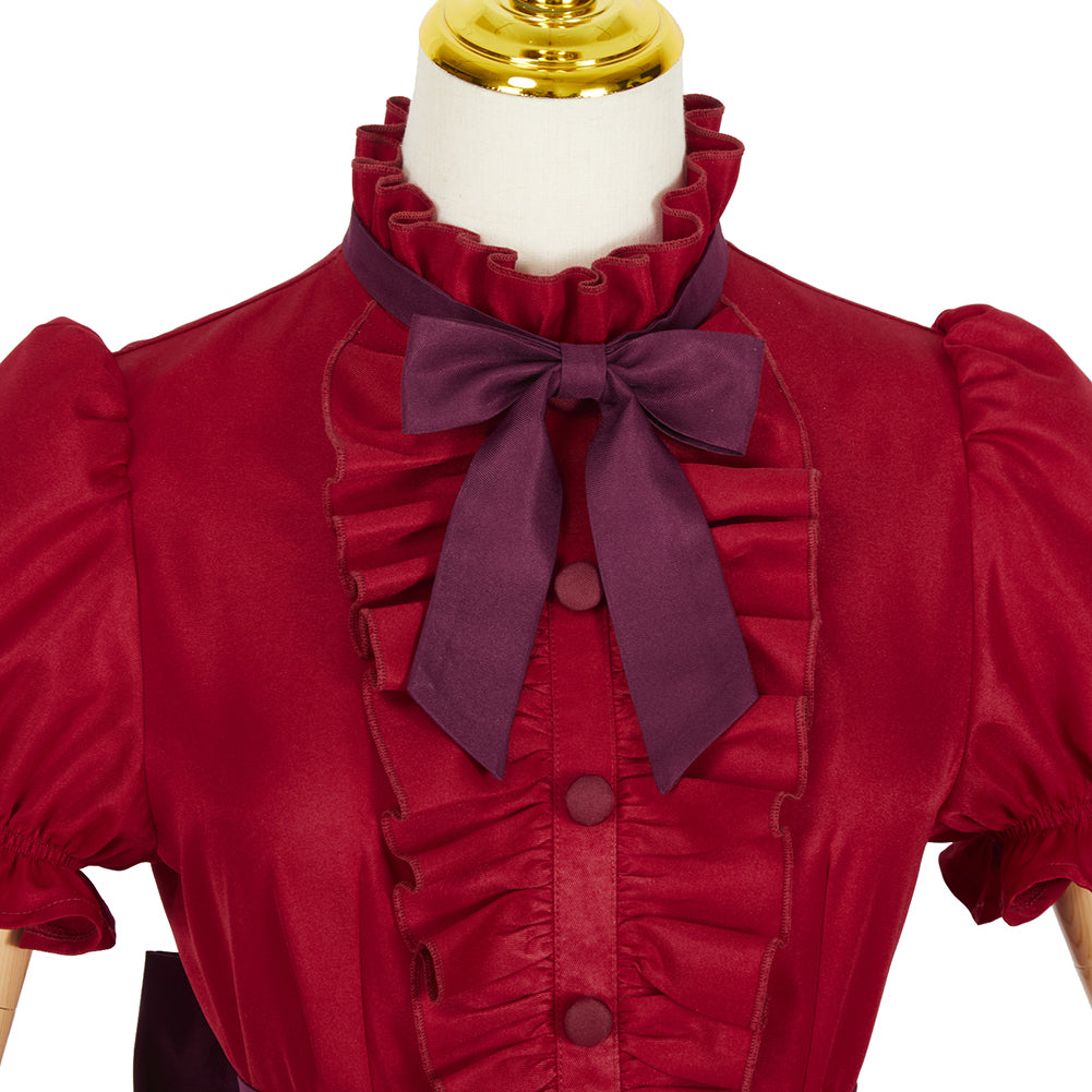 Lonely Castle in the Mirror Wolf Girl Cosplay Costume Red Dance Dress Gothic Steampunk Ruffle Skirt
