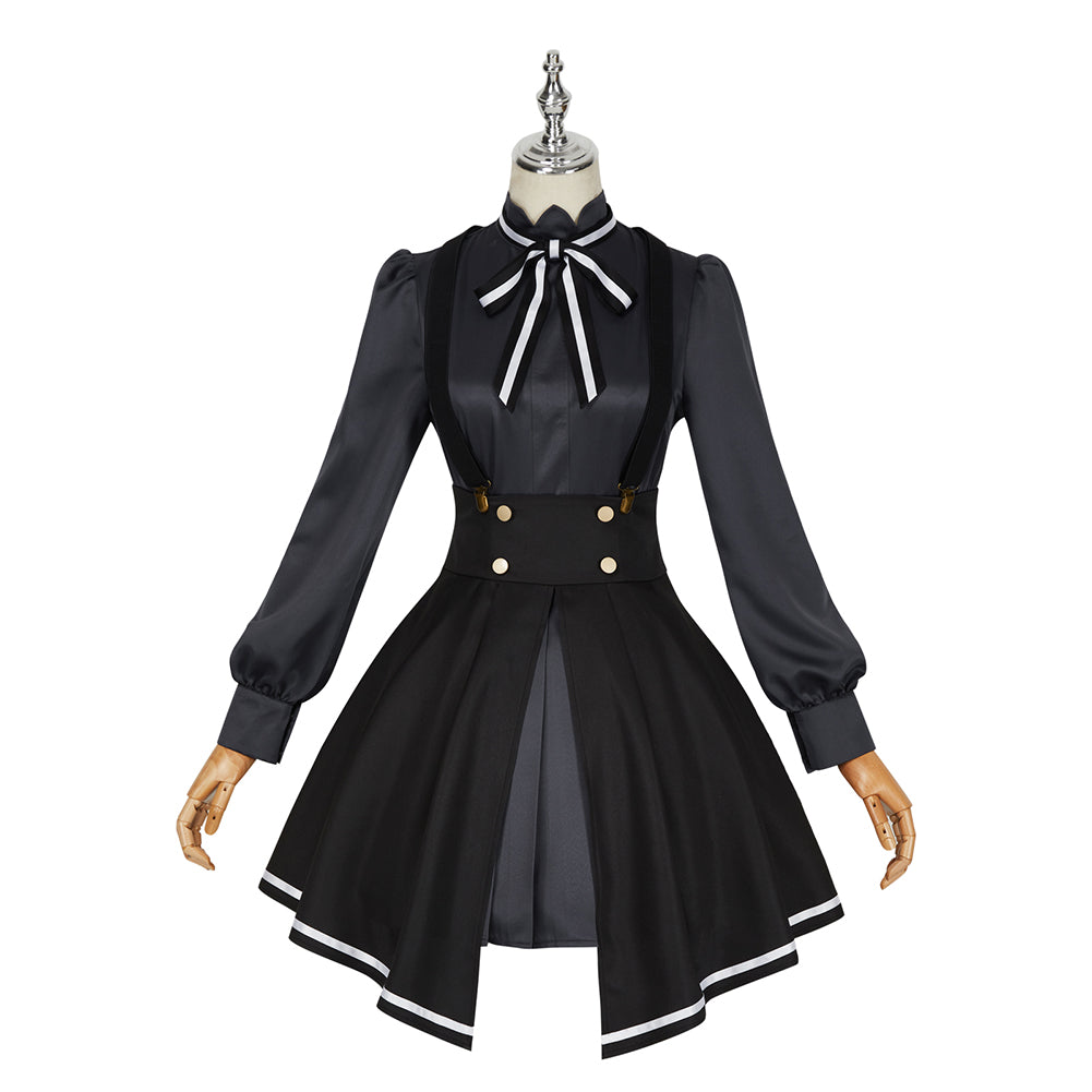 Spy Classroom Grete Cosplay Costume Halloween Black Dress Overall Suspenders Skirt