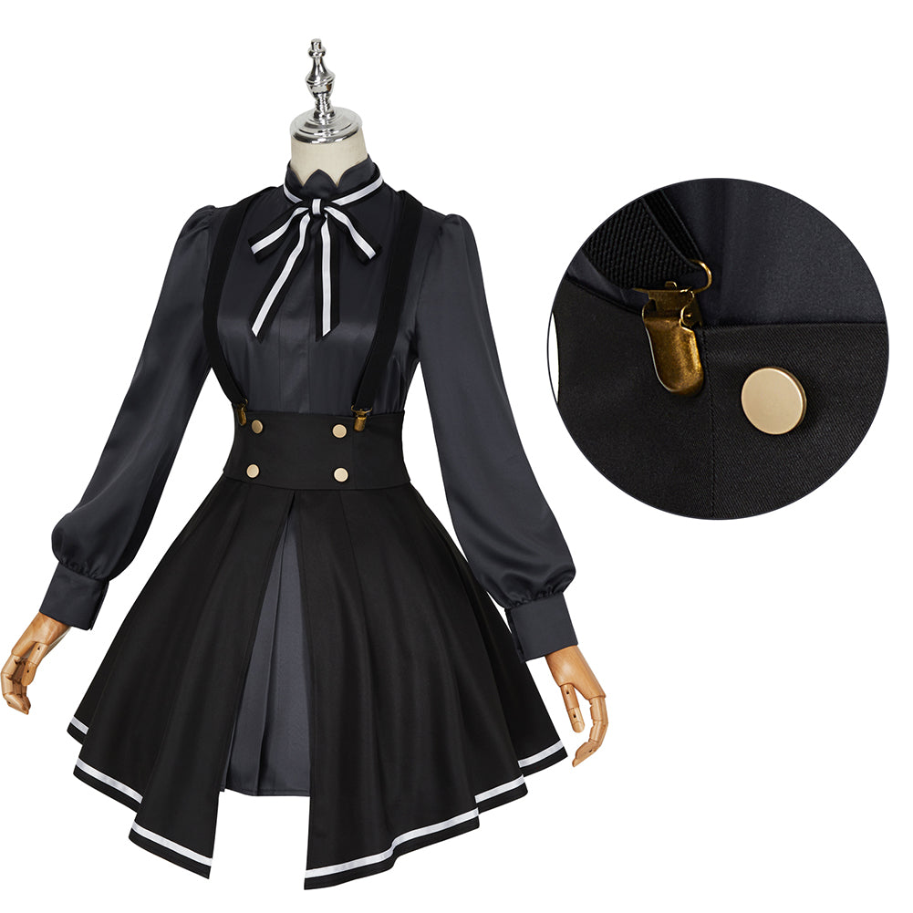 Spy Classroom Grete Cosplay Costume Halloween Black Dress Overall Suspenders Skirt