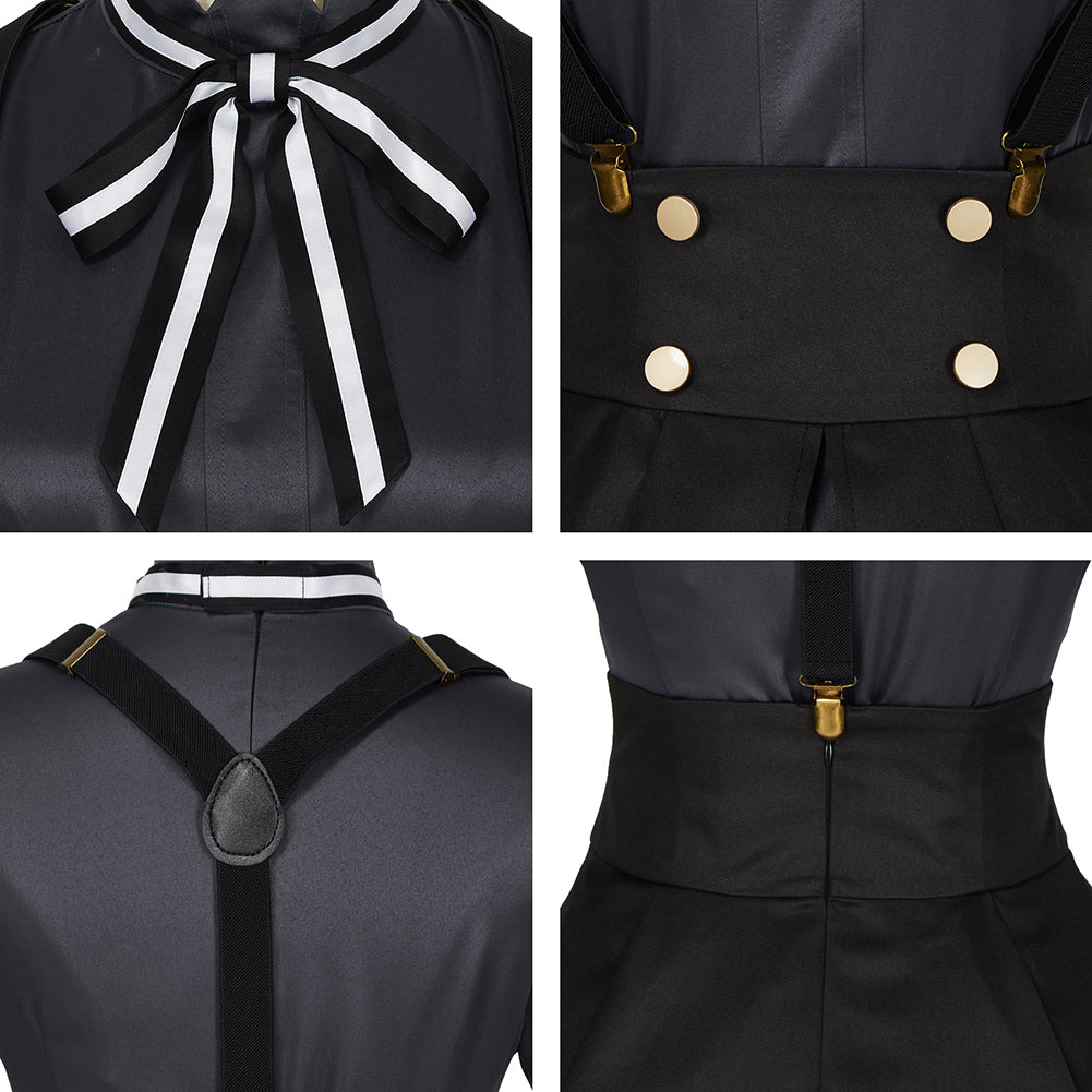 Spy Classroom Grete Cosplay Costume Halloween Black Dress Overall Suspenders Skirt