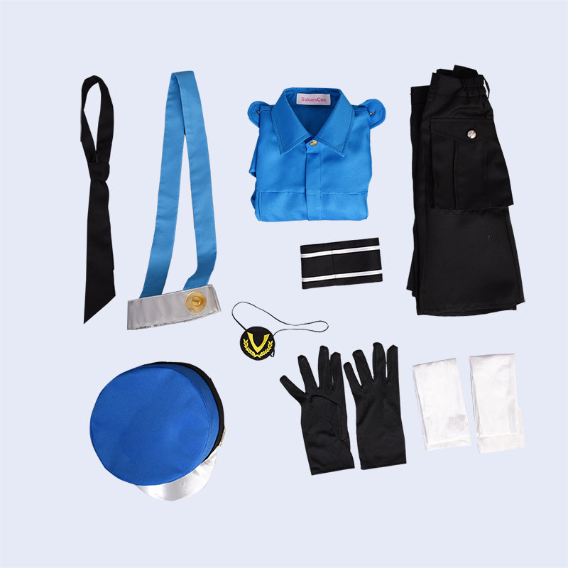 Persona 5 P5 Prison Guards Cosplay Costume Twin Sisters Caroline Suit Uniform Blue