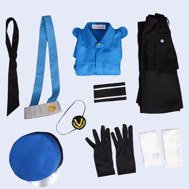 Persona 5 P5 Prison Guards Twin Sisters Justine Cosplay Costume Halloween Suit Full Sets
