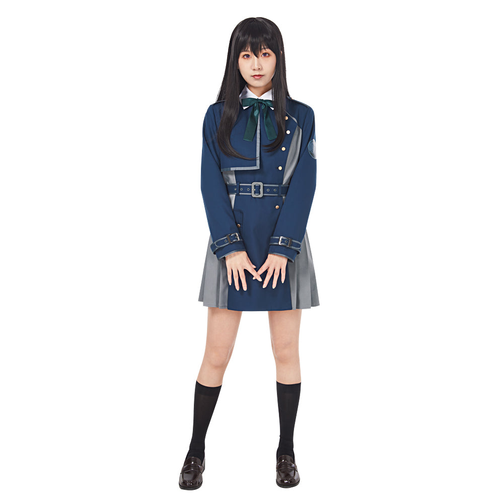 Lycoris Recoil Inoue Takina Cosplay Costume School Uniform Dress for Women Girl Blue