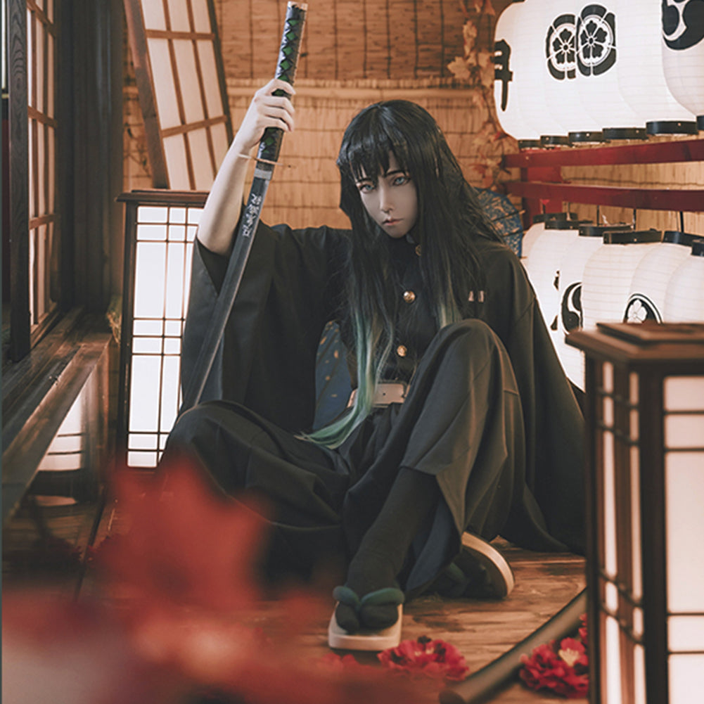 Demon Slayer Tokitou Muichirou Cosplay Costume Black Uniform Kimono Outfit