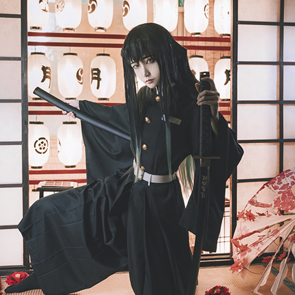 Demon Slayer Tokitou Muichirou Cosplay Costume Black Uniform Kimono Outfit