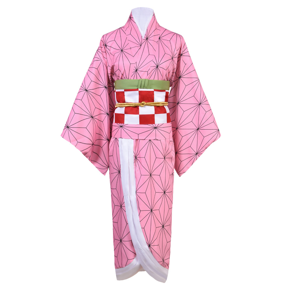 Demon Slayer Kamado Nezuko Dress Cosplay Costume Halloween Kimono Suit Uniform