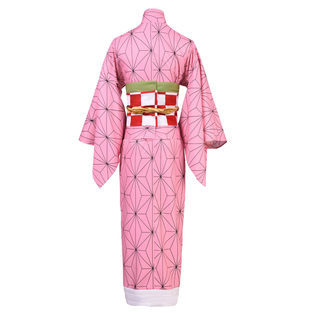 Demon Slayer Kamado Nezuko Dress Cosplay Costume Halloween Kimono Suit Uniform