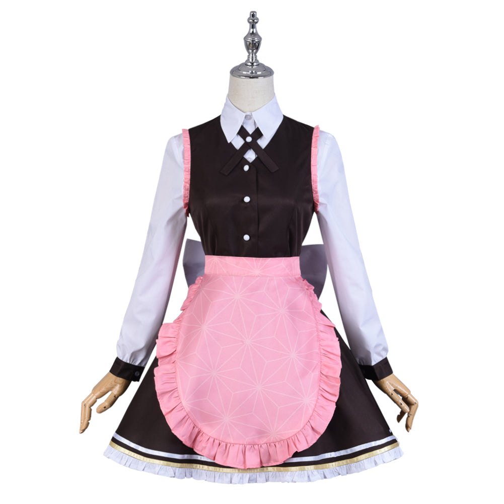 Demon Slayer Kamado Nezuko Cosplay Costume Maid Dress With Apron