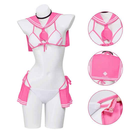 NIKKE Goddess of Victory Cosplay Costume Neon Dress Pink Bodysuit Swimsuit Swimwear Summer Suit