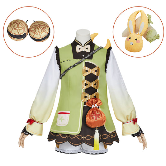Genshin Impact Yao Yao Cosplay Costume Halloween Dress Suit Full Sets with Dolls