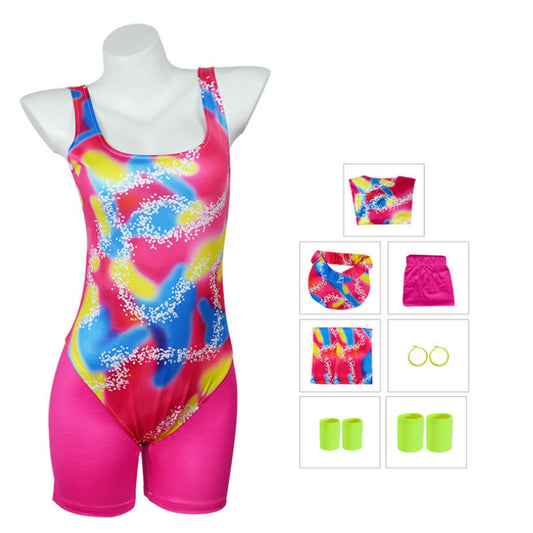 Barbie Cosplay Costume Swimwear Suit Leotard Legging With Sun Visor For Women Girls