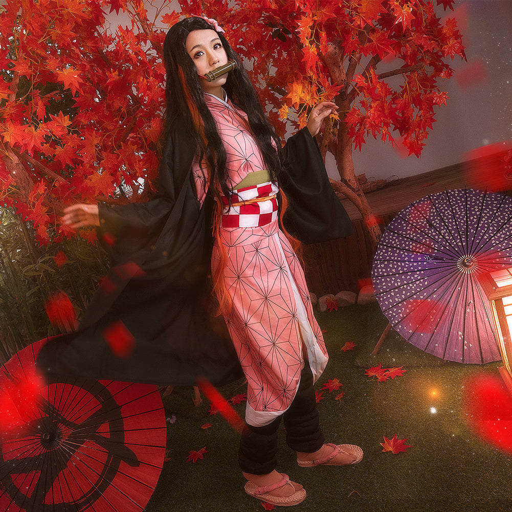 Demon Slayer Kamado Nezuko Dress Cosplay Costume Halloween Kimono Suit Uniform