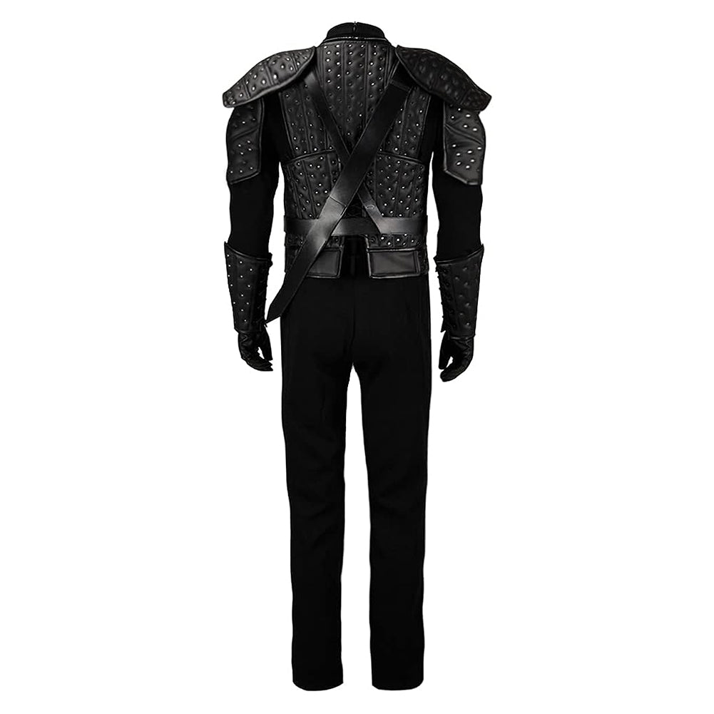 The Witcher Geralt of Rivia Cosplay Costume White Wolf Black Leather Suit Vest Full Sets